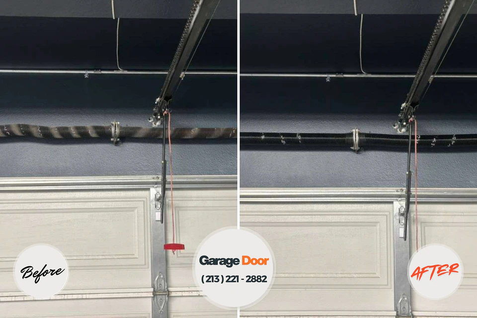 Before and after: garage door repair Iola, WI